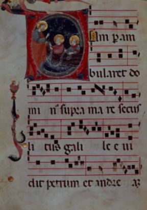 Antifonario del 1314 miniato da Neri da Rimini (Bologna, Museo Civico).De Agostini Picture Library Antifonario del 1314 miniato da Neri da Rimini (Bologna, Museo Civico).De Agostini Picture Library