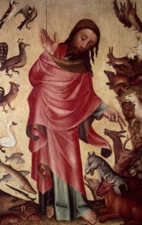 Bertram von Minden, detto Meister Bertram . Il Padreterno crea gli animali, particolare delle Storie della Creazione (Amburgo, Kunsthalle).Amburgo, Kunsthalle