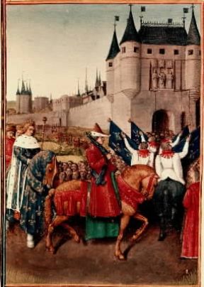 Carlo V in una miniatura di J. Fouquet per le Grandes chroniques des rois de France (sec. XV; Parigi, Bibliothèque Nationale).De Agostini Picture Library Carlo V in una miniatura di J. Fouquet per le Grandes chroniques des rois de France (sec. XV; Parigi, Bibliothèque Nationale).De Agostini Picture Library