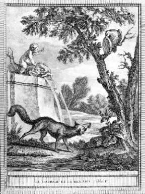 Jean de La Fontaine . Illustrazione di J. B. Oudry per Il corvo e la volpe.De Agostini Picture Library Jean de La Fontaine . Illustrazione di J. B. Oudry per Il corvo e la volpe.De Agostini Picture Library