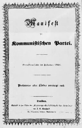 Comunismo. Frontespizio della prima edizione del Manifesto del Partito Comunista.De Agostini Picture Library Comunismo. Frontespizio della prima edizione del Manifesto del Partito Comunista.De Agostini Picture Library