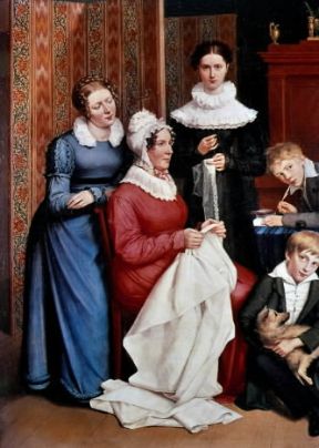 Acconciatura. Particolare di La famiglia Begas di K. Degas (sec.XIX; Colonia, Wallraf Richartz Museum).Colonia, Museo