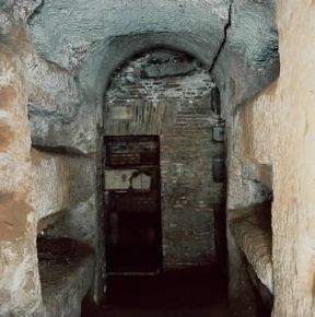 Callisto. Veduta di un cubicolo della catacomba romana.De Agostini Picture Library Callisto. Veduta di un cubicolo della catacomba romana.De Agostini Picture Library