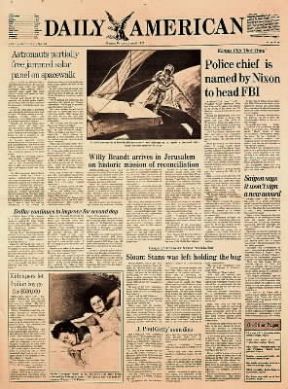 Daily American. Prima pagina di un numero del quotidiano.De Agostini Picture Library Daily American. Prima pagina di un numero del quotidiano.De Agostini Picture Library