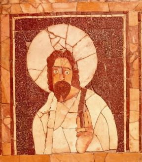 Intarsio . Una delle più antiche rappresentazioni di Cristo in una tarsia di marmi e pasta vitrea. De Agostini Picture Library/G. Nimatallah Intarsio . Una delle più antiche rappresentazioni di Cristo in una tarsia di marmi e pasta vitrea. De Agostini Picture Library/G. Nimatallah