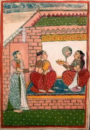 Cosmesi. Miniatura indiana del sec. XVIII raffigurante la toilette di una principessa.De Agostini Picture Library / G. Dagli Orti Cosmesi. Miniatura indiana del sec. XVIII raffigurante la toilette di una principessa.De Agostini Picture Library / G. Dagli Orti