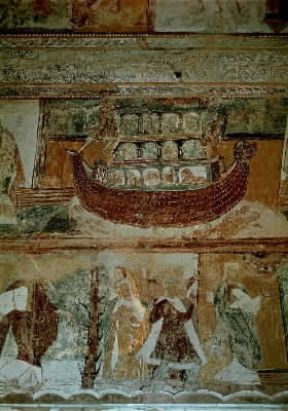 Diluvio . L'arca di Noè in un affresco (sec.XI-XII) della chiesa abbaziale di Saint-Savin-sur-Gartempe.De Agostini Picture Library Diluvio . L'arca di Noè in un affresco (sec.XI-XII) della chiesa abbaziale di Saint-Savin-sur-Gartempe.De Agostini Picture Library