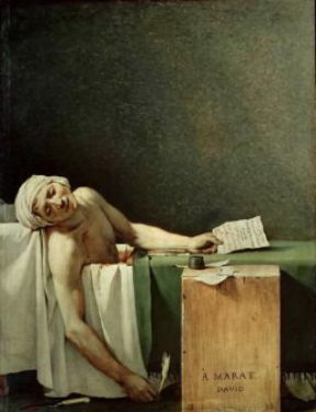 Jacques-Louis David . Marat assassinato (1793; Bruxelles, Musées Royaux des Beaux-Arts).Bruxelles Museo Jacques-Louis David . Marat assassinato (1793; Bruxelles, Musées Royaux des Beaux-Arts).Bruxelles Museo