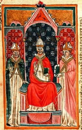 Gregorio IX , papa, in una miniatura della raccolta delle decretali pontificie da lui fatta compilare.De Agostini Picture Library / A. Dagli Orti Gregorio IX , papa, in una miniatura della raccolta delle decretali pontificie da lui fatta compilare.De Agostini Picture Library / A. Dagli Orti