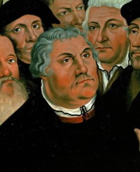 Martino Lutero raffigurato in un particolare della Resurrezione di Lazzaro di Lucas Cranach il Vecchio (Wittemberg, Lutherhalle).De Agostini Picture Library Martino Lutero raffigurato in un particolare della Resurrezione di Lazzaro di Lucas Cranach il Vecchio (Wittemberg, Lutherhalle).De Agostini Picture Library