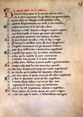 Bonvesin da la Riva. Pagina di un manoscritto del Libro delle tre scritture (inizi sec. XIV; Milano, Biblioteca Ambrosiana).De Agostini Picture Library