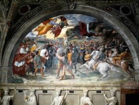 Attila fermato da Papa Leone I in un affresco di Raffaello (Roma, Musei Vaticani).De Agostini Picture Library / V. Pirozzi Attila fermato da Papa Leone I in un affresco di Raffaello (Roma, Musei Vaticani).De Agostini Picture Library / V. Pirozzi