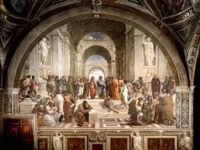Accademia Platonica. La Scuola di Atene, affresco di Raffaello (Vaticano, Stanza della Segnatura).De Agostini Picture Library/G. Cigolini Accademia Platonica. La Scuola di Atene, affresco di Raffaello (Vaticano, Stanza della Segnatura).De Agostini Picture Library/G. Cigolini