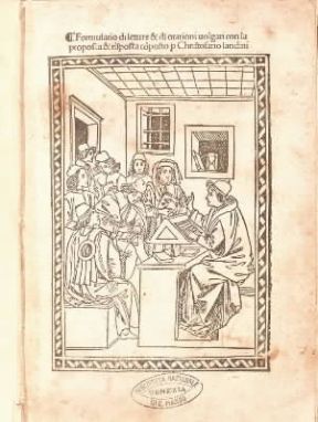 Francesco Landino. Illustrazione tratta da una raccolta di lettere e orazioni in volgare del poeta e compositore italiano (Venezia, Biblioteca Marciana).De Agostini Picture Library Francesco Landino. Illustrazione tratta da una raccolta di lettere e orazioni in volgare del poeta e compositore italiano (Venezia, Biblioteca Marciana).De Agostini Picture Library