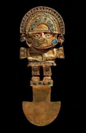 PerÃº. Prodotto della cultura preincaica sviluppatasi durante il regno ChimÃº: coltello cerimoniale a lama semilunata(Lima, Museo Archeologico).De Agostini Picture Library/G. Dagli Orti