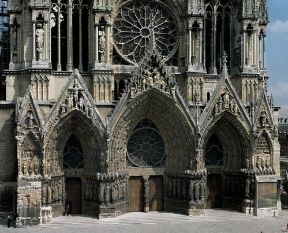 Reims. Particolare della facciata della cattedrale di Notre-Dame.De Agostini Picture Library/G. Dagli Orti Reims. Particolare della facciata della cattedrale di Notre-Dame.De Agostini Picture Library/G. Dagli Orti