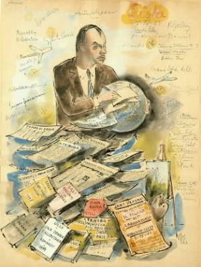 Virgilio Lilli in una caricatura di M. Villani Marchi.De Agostini Picture Library/G. Cigolini