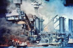 Pearl Harbor. Il bombardamento della corazzata Arizona.De Agostini Picture Library Pearl Harbor. Il bombardamento della corazzata Arizona.De Agostini Picture Library