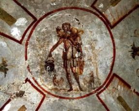 Buon Pastore raffigurato in un affresco delle catacombe di S. Callisto a Roma.De Agostini Picture Library/V. Pirozzi Buon Pastore raffigurato in un affresco delle catacombe di S. Callisto a Roma.De Agostini Picture Library/V. Pirozzi