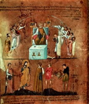 Calabria. Miniatura del Codex purpureus con la scelta degli Ebrei tra Cristo e Barabba (Rossano, Museo Diocesano).De Agostini Picture Library Calabria. Miniatura del Codex purpureus con la scelta degli Ebrei tra Cristo e Barabba (Rossano, Museo Diocesano).De Agostini Picture Library