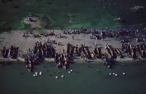Lago Edoardo . Mercato del pesce sulle rive del lago.De Agostini Picture Library/M. Brambilla