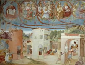 Lorenzo Lotto. Particolare degli affreschi con le Storie di S. Barbara (Trescore, Cappella Suardi).De Agostini Picture Library/A. Dagli Orti Lorenzo Lotto. Particolare degli affreschi con le Storie di S. Barbara (Trescore, Cappella Suardi).De Agostini Picture Library/A. Dagli Orti