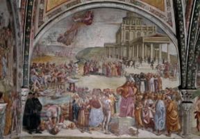 Anticristo. La predicazione dell'Anticristo negli affreschi realizzati da Luca Signorelli nella cappella di S. Brizio del duomo di Orvieto.De Agostini Picture Library/G. Nimatallah Anticristo. La predicazione dell'Anticristo negli affreschi realizzati da Luca Signorelli nella cappella di S. Brizio del duomo di Orvieto.De Agostini Picture Library/G. Nimatallah