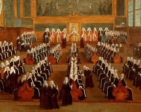 Consiglio dei Dieci . Una seduta dei magistrati veneziani nel particolare di un dipinto di G. Bella (Venezia, Palazzo Ducale).De Agostini Picture Library/A. Dagli Orti Consiglio dei Dieci . Una seduta dei magistrati veneziani nel particolare di un dipinto di G. Bella (Venezia, Palazzo Ducale).De Agostini Picture Library/A. Dagli Orti