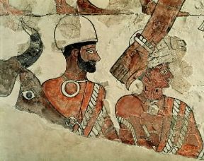 Siria . Particolare di un affresco del palazzo di Zimrilin a Mari (sec. XVIII a. C.; Parigi, Louvre).De Agostini Picture Library/M. Seemuller Siria . Particolare di un affresco del palazzo di Zimrilin a Mari (sec. XVIII a. C.; Parigi, Louvre).De Agostini Picture Library/M. Seemuller