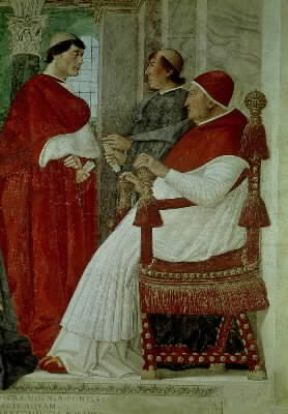 Sisto IV . Il papa con il Platina in un dipinto di Melozzo da Forlì (Roma, Pinacoteca Vaticana).De Agostini Picture Library Sisto IV . Il papa con il Platina in un dipinto di Melozzo da Forlì (Roma, Pinacoteca Vaticana).De Agostini Picture Library
