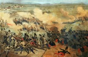 Battaglia di Magenta. Un momento della battaglia (1859) in una incisione (Brescia, Museo del Risorgimento).De Agostini Picture Library/A. De Gregorio Battaglia di Magenta. Un momento della battaglia (1859) in una incisione (Brescia, Museo del Risorgimento).De Agostini Picture Library/A. De Gregorio
