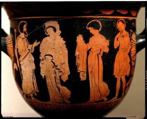 Medea. Rappresentazione della Medea di Euripide su un cratere lucano (Parigi, Louvre).De Agostini Picture Library/G. Dagli Orti Medea. Rappresentazione della Medea di Euripide su un cratere lucano (Parigi, Louvre).De Agostini Picture Library/G. Dagli Orti