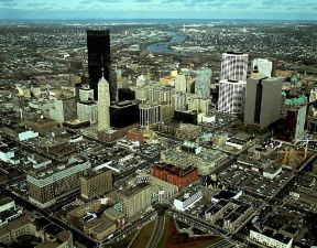 Minneapolis. Veduta della città e, sullo sfondo, il fiume Mississippi.De Agostini Picture Library / Pubbliaerfoto Minneapolis. Veduta della città e, sullo sfondo, il fiume Mississippi.De Agostini Picture Library / Pubbliaerfoto
