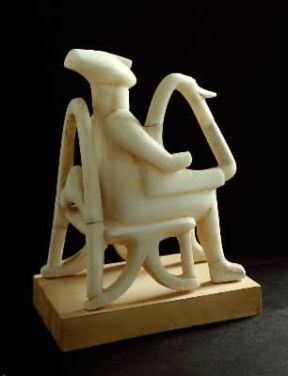 Arte cicladica. L'arpista di Amorgo (2400-2200 a. C.; Atene, Museo Nazionale).De Agostini Picture Library/G. Nimatallah
