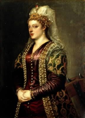 Caterina Cornaro, regina di Cipro, in un ritratto di Tiziano (Firenze, Uffizi).De Agostini Picture Library/G. Nimatallah Caterina Cornaro, regina di Cipro, in un ritratto di Tiziano (Firenze, Uffizi).De Agostini Picture Library/G. Nimatallah