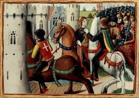 Francia. Giovanna d'Arco raffigurata in una stampa del 1484 mentre viene venduta agli inglesi (Parigi, Bibliothèque Nationale).De Agostini Picture Library/M. Seemuller Francia. Giovanna d'Arco raffigurata in una stampa del 1484 mentre viene venduta agli inglesi (Parigi, Bibliothèque Nationale).De Agostini Picture Library/M. Seemuller
