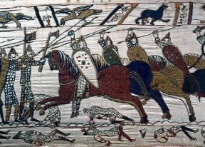 Anglossassoni. La battaglia di Hastings in un particolare dell'arazzo di Bayeux del sec. XI (Bayeux, Musée de la Tapisserie).De Agostini Picture Library/M.Seemuller Anglossassoni. La battaglia di Hastings in un particolare dell'arazzo di Bayeux del sec. XI (Bayeux, Musée de la Tapisserie).De Agostini Picture Library/M.Seemuller