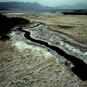 Assal. Veduta del lago con le formazioni saline.De Agostini Picture Library/P. Jaccod Assal. Veduta del lago con le formazioni saline.De Agostini Picture Library/P. Jaccod