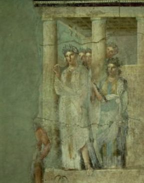 Ifigenia . Scena dell'Ifigenia in Tauride da un affresco proveniente dalla casa di Cecilio Giocondo a Pompei (Napoli, Museo Archeologico Nazionale).De Agostini Picture Library/G. Nimatallah