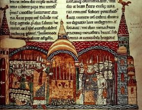 Consacrazione. Papa Urbano II consacra l'abbazia di Cluny.Parigi, Bibliothèque Nationale Consacrazione. Papa Urbano II consacra l'abbazia di Cluny.Parigi, Bibliothèque Nationale