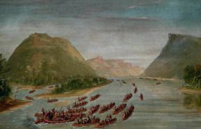 Sioux . I Sioux risalgono il fiume Mississippi in un dipinto del sec. XIX (Washington, National Gallery).De Agostini Picture Library Sioux . I Sioux risalgono il fiume Mississippi in un dipinto del sec. XIX (Washington, National Gallery).De Agostini Picture Library