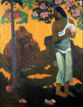 Francia. Donna con fiori in mano di P. Gauguin (San Pietroburgo, Ermitage).San Pietroburgo, Ermitage Francia. Donna con fiori in mano di P. Gauguin (San Pietroburgo, Ermitage).San Pietroburgo, Ermitage