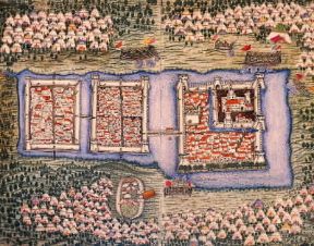 Assedio di Szigetvár durante la campagna d'Ungheria di Solimano I (Istanbul, Topkapi).De Agostini Picture Library / G. Dagli Orti Assedio di Szigetvár durante la campagna d'Ungheria di Solimano I (Istanbul, Topkapi).De Agostini Picture Library / G. Dagli Orti