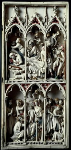 Avorio. Dittico con scene della vita della Vergine; scuola francese del sec. XIV (Firenze, Museo Nazionale del Bargello).De Agostini Picture Library / G. Nimatallah Avorio. Dittico con scene della vita della Vergine; scuola francese del sec. XIV (Firenze, Museo Nazionale del Bargello).De Agostini Picture Library / G. Nimatallah