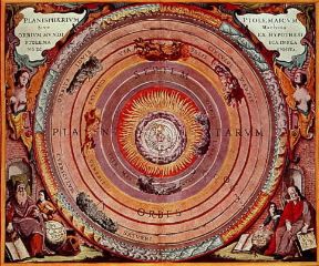 Claudio Tolomeo. Una stampa del sec. XVII raffigurante una visione tolemaica dell'universo.De Agostini Picture Library Claudio Tolomeo. Una stampa del sec. XVII raffigurante una visione tolemaica dell'universo.De Agostini Picture Library