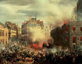 Moti del Quarantotto. L'incendio del serbatoio del Palais Royal di E. Hagnauer (Parigi, MusÃ©e Carnavalet).De Agostini Picture Library/G. Dagli Orti