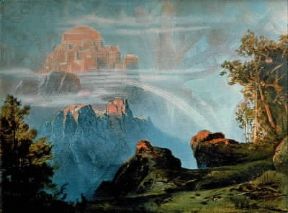 Opera . Scenografia di M. Bruckner per una rappresentazione del 1906 dell'Anello del Nibelungo di R. Wagner (Bayreuth, Richard Wagner Museum).De Agostini Picture Library/A. Dagli Orti