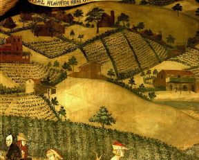 Paesaggio . Particolare dal ciclo di affreschi con Allegorie ed Effetti del Buono e Cattivo Governo in città e nel contado di A. Lorenzetti (Siena, Palazzo Pubblico).De Agostini Picture Library/A. De Gregorio Paesaggio . Particolare dal ciclo di affreschi con Allegorie ed Effetti del Buono e Cattivo Governo in città e nel contado di A. Lorenzetti (Siena, Palazzo Pubblico).De Agostini Picture Library/A. De Gregorio
