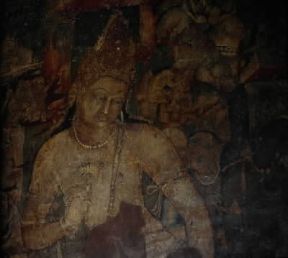 Ajanta. Particolare di una pittura della grotta n.1.De Agostini Picture Library/M. Fantin Ajanta. Particolare di una pittura della grotta n.1.De Agostini Picture Library/M. Fantin