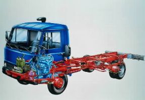 Autoarticolato. Spaccato delle parti meccaniche e del telaio.IVECO FIAT Autoarticolato. Spaccato delle parti meccaniche e del telaio.IVECO FIAT